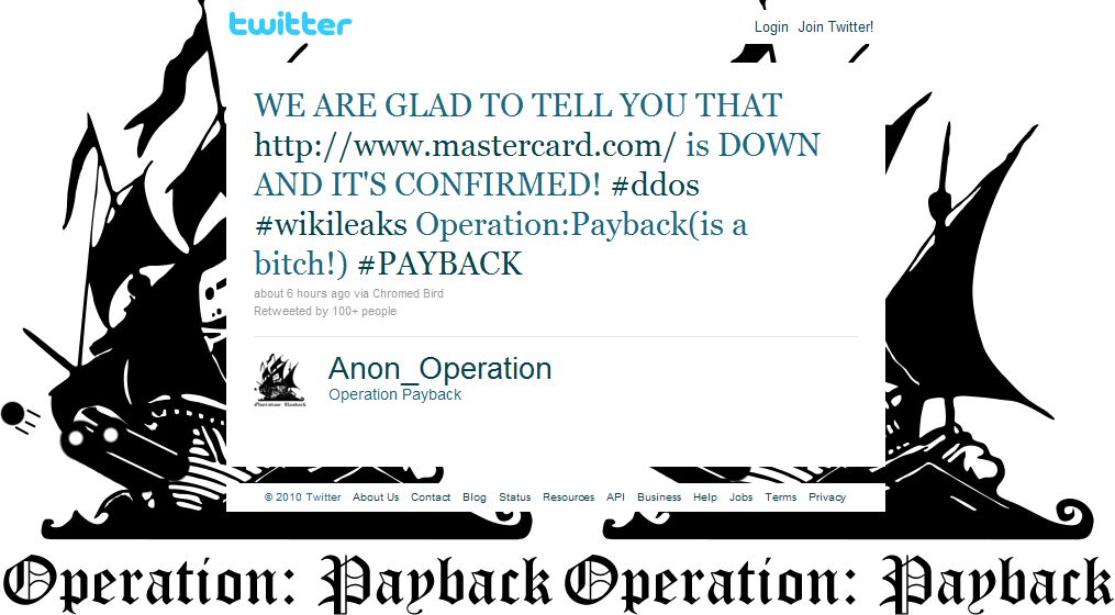 <b>WikiLeaks </b>Οι «Ανώνυμοι» ανέλαβαν την ευθύνη για την e-πίθεση κατά της Mastercard