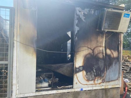 Containers in the Eleonas Refugee Accommodation Structure consumed in fire