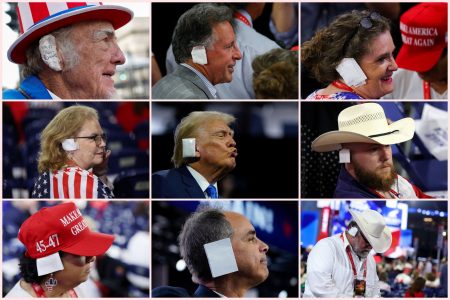ΗΠΑ: Mε επίδεσμο στο δεξί αυτί οπαδοί Τραμπ στο Συνέδριο των Ρεπουμπλικανών