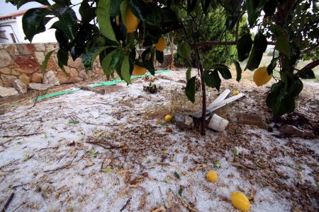 Κακοκαιρία: Ισχυρή χαλαζόπτωση σε χωριά της Μεσσηνίας