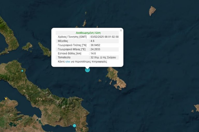Σεισμός 4,5 Ρίχτερ στην Αλόννησο – Αισθητός στην Αττική
